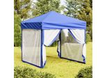 The Living Store Tenda Per Feste Pieghevole Con Pareti Laterali Blu 2X2 M