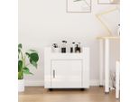 The Living Store Carrello Da Ufficio Bianco Lucido 60X45X60 Cm In Materiale Ligneo