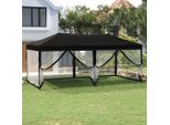 The Living Store Tenda Per Feste Pieghevole Con Pareti Laterali Nera 3X6 M