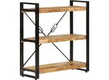 The Living Store Libreria 3 Vani 77X30X80 Cm In Legno Massiccio Di Mango E Ferro