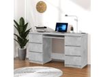 The Living Store Scrivania In Cemento Grigio 140X50X77 Cm Materiale A Base Di Legno