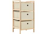 The Living Store Scaffale Con 3 Cesti In Tessuto Legno Di Cedro Beige