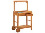 The Living Store Carrello Portavivande In Legno Massiccio Di Acacia 92 X 43,5 X 141,5 Cm