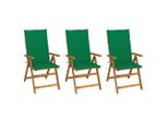 The Living Store Sedie Da Giardino Pieghevoli 3 Pezzi Con Cuscini In Legno Massiccio Di Acacia