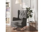 The Living Store Poltrona A Dondolo Con Gambe In Legno Di Gomma Tessuto Grigio Scuro