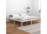 The Living Store Letto Senior Bianco 200X200 Cm In Legno Di Pino Massiccio