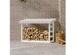 The Living Store Porta Legna Bianco 108X64,5X78 Cm In Legno Di Pino Massiccio