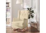 The Living Store Poltrona A Dondolo Con Gambe In Legno Di Gomma Tessuto Crema
