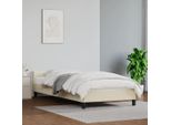 The Living Store Struttura Letto Con Testiera Crema 100X200 Cm In Ecopelle