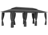 The Living Store Gazebo Con Tende 600X298X270 Cm Antracite