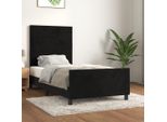 The Living Store Struttura Letto Con Testiera Nera 90X200 Cm In Velluto