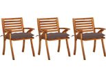 The Living Store Sedie Da Pranzo Da Giardino Con Cuscini 3 Pz. Legno Massiccio Di Acacia