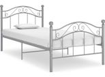 The Living Store Letto In Metallo Grigio 90X200 Cm