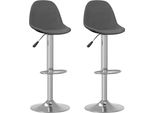 The Living Store Sgabello Da Bar 2 Pezzi. Tessuto Grigio Scuro