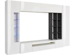 Dmora Parete Attrezzata Andy 40X290X192H Cm Bianco Lucido, 6 Ante 24 Vani Italy