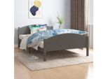 The Living Store Letto In Legno Massiccio Di Pino Grigio Scuro 120X200 Cm