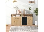 Cassettiera Merax Con 3 Cassetti E 6 Scomparti, Credenza Con Ripiani Regolabili, Credenza Multifunzionale, Larghezza 150 Cm, Rovere