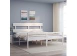 The Living Store Letto Senior Con Testiera 200X200 Cm In Legno Massiccio Bianco