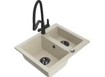 Mexen Carlos Lavello In Granito 1,5 Vasca Con Miscelatore Da Cucina Duo, Beige - 6518-69-671701-70-B