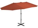 The Living Store Ombrellone Con Asta In Alluminio 460X270 Cm Rosso Terracotta