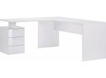 Dmora Scrivania Ascuby 60X180X75H Cm Bianco Lucido, Angolare Modulabile Italy