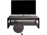 Porta Tv HWC-L53, Tavolino Tv Tavolo Tv Basso, Metallo 42X120X44Cm ~ Aspetto Marmo Grigio