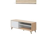 Dmora Mobile Porta Tv Amerino 40X135X50H Cm Marrone Rovere, 2 Vani Un'anta