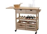 Carrello Portavivande HWC-G35, Carrello Da Cucina Carrello Da Cucina Carrello Da Cucina Carrello Da Tè, Legno Di Pino 89X119X41Cm ~ Naturale