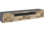 Dmora Mobile Porta Tv Artropodi 40X200X37H Cm Grigio Acero, Apertura Battente E A Ribalta 4 Vani Italy