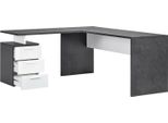 Dmora Scrivania Ascuby 60X180X75H Cm Grigio Lucido, Angolare Modulabile Italy
