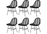 The Living Store Sedie Da Pranzo 6 Pezzi In Rattan Naturale Nero
