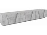 Dmora Mobile Porta Tv Aemilor 44X244X46H Cm Grigio Cemento, 3 Vani 6 Ante Italy