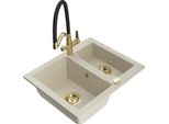 Mexen Carlos Lavello In Granito A 1,5 Vasca Con Miscelatore Duo, Beige - 6518-69-671701-57-G
