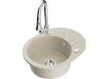 Mexen Kevin Lavello In Granito A 1 Vasca Con Sgocciolatoio E Rubinetto Da Cucina Elia, Beige - 6517-69-670101-00