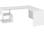 Dmora Scrivania Giunone 60X160X78H Cm Bianco Lucido, Supporto Pc 2 Ripiani Italy