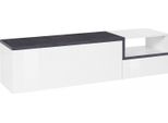 Dmora Mobile Porta Tv Fluorite 40X160X46H Cm Bianco Lucido, Apertura A Ribalta Un Vano Italy