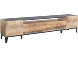 Dmora Mobile Porta Tv Abina 40X200X47H Cm Grigio Acero, Apertura Push Pull 3 Vani Italy