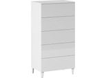 Dmora Cassettiera Aaron 40X61X117H Cm Bianco, 5 Cassetti Apertura Scorrevole