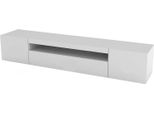 Dmora Mobile Porta Tv Amore 40X200X37H Cm Bianco Lucido, Apertura Battente E A Ribalta 4 Vani Italy