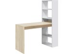 Dmora Scrivania Ali 53X120X144H Cm Bianco Opaco, Modulabile Con Libreria