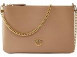 Pinko Borsa A Tracolla Flat Classic Ginger Biscuit - Antique Gold Grigio Talpa