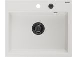 Mexen Oscar Lavello In Granito 1 Vasca 580 X 490 Mm, Bianco, Sifone Nero - 6519581000-20-B