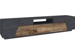 Dmora Mobile Porta Tv Animai 43X220X46H Cm Grigio Acero, Apertura Push Pull 3 Vani Italy