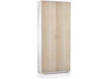 Dmora Armadio Multiuso 2 Ante Aliosha 45X195H Cm Bianco, 2 Ante 5 Vani Italy
