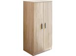 Dmora Armadio Multiuso 2 Ante Akimera 36X108H Cm Marrone Rovere, 2 Ante 7 Vani