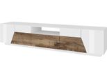 Dmora Mobile Porta Tv Animai 43X220X46H Cm Marrone Lucido, Apertura Push Pull 3 Vani Italy