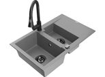 Mexen Gaspar Lavello In Granito 1,5 Vasca Con Scolapiatti E Miscelatore Da Cucina Elia, Grigio - 6507-71-670101-70-B