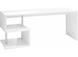 Dmora Scrivania Poseidone 60X180X78H Cm Bianco Lucido, Modulabile Supporto Pc Italy
