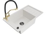 Mexen Elias Lavello In Granito A 1 Vasca Con Scolapiatti E Miscelatore Duo, Bianco - 6511-20-671701-57-B