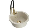 Mexen Diego Lavello In Granito A 1 Vasca Con Rubinetto Da Cucina Aster, Beige - 6512-69-73450-57-G
